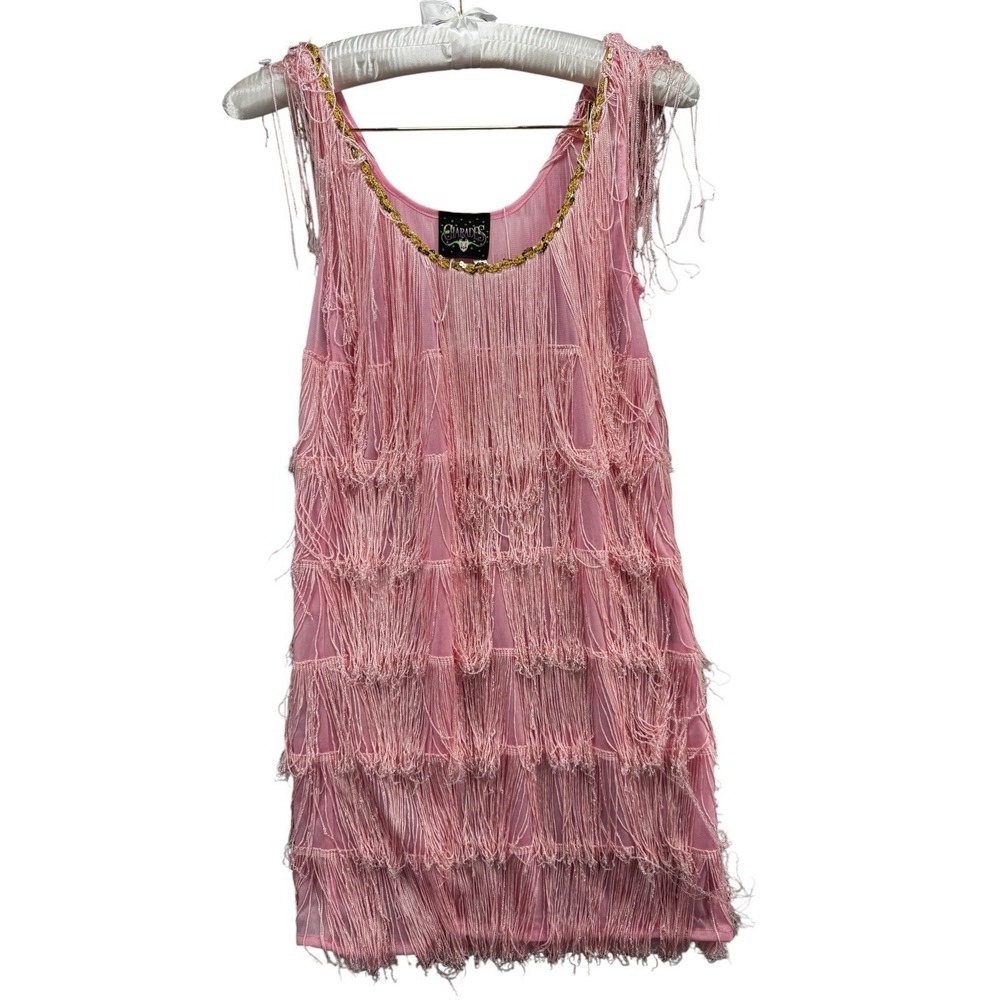 Vintage Fringe Pink Sleeveless Dress by